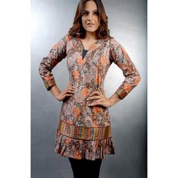 Manufacturers Exporters and Wholesale Suppliers of Cotton Printed Kurti With Brocket Work Ghaziabad Uttar Pradesh